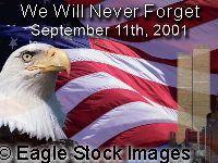 Remembering those lost at the New York World Trade Center.  Picture of a Patriotic American Eagle